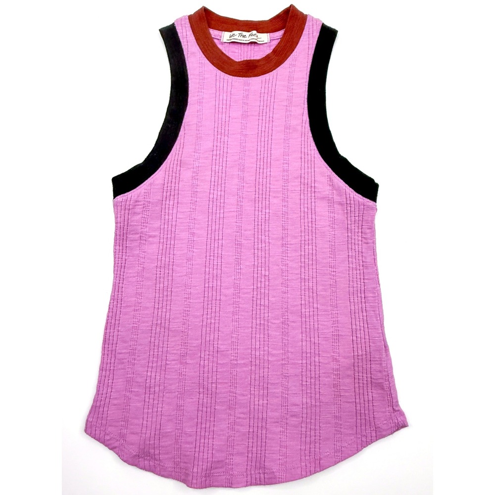 Free People We The Free Cooper Tank Top Womens XS Colorblock Ribbed Pink Purple